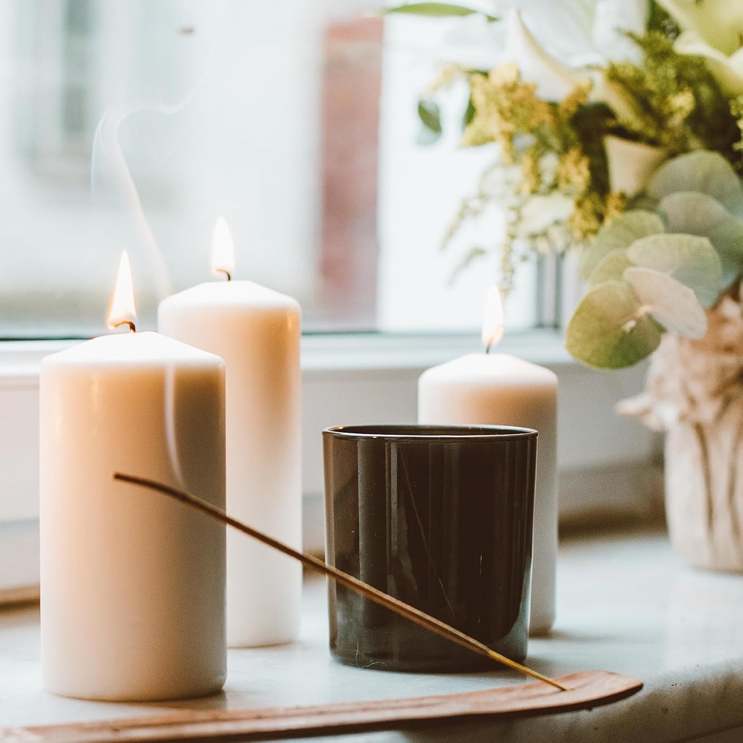 Thick Candle Jars for Making Candles 12 Pcs, 7 OZ Empty Jars with Wood Lids for Candle Making, Sample Container, Light Black