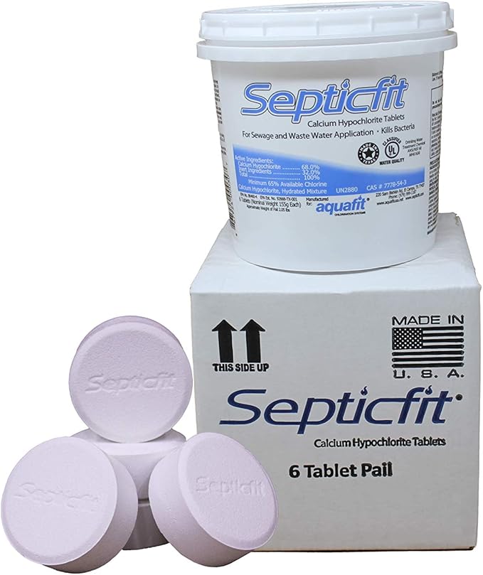 Septic Chlorine Tablet - 6 Tablet Pail - 2 lbs - NOT for USE in Swimming Pools White