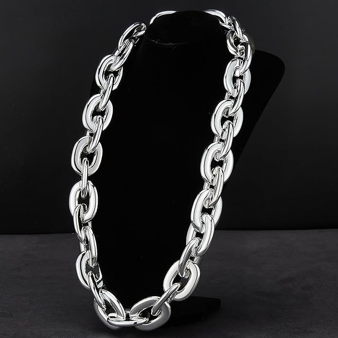 Passed colorfast test,Large Plastic Chain Necklace, 2 Pack / 4 Pack Optional,Hip-hop Rapper Big Chunky Fake Necklace , Super long Detachable, Non-fading Party Clothing Plastic Jewelry Necklace Decoration, Women and Men.