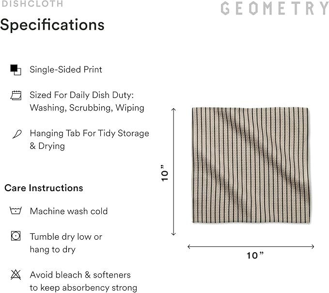 GEOMETRY Dishcloth – Evergreen Collection – Quick-Dry, Ultra-Absorbent, Reusable Microfiber Kitchen Towels for Drying & Cleaning - Willow Stone - 6 Pack
