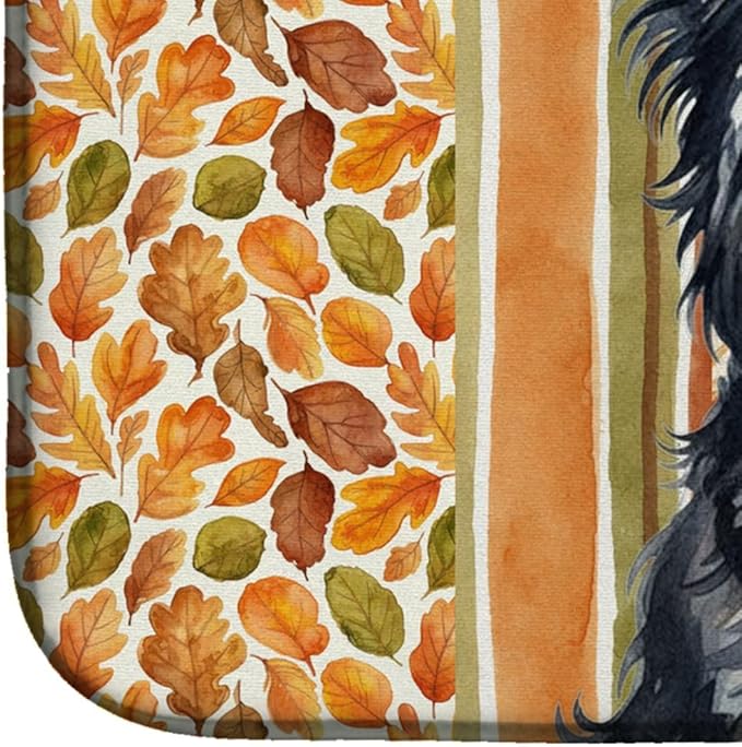 Caroline's Treasures Black Skye Terrier Heirloom Fall Dish Drying Mat Absorbent Dish Drying Mat Pad for Kitchen Counter Dish Drainer Mat for Countertop, 14 x 21", Multicolor