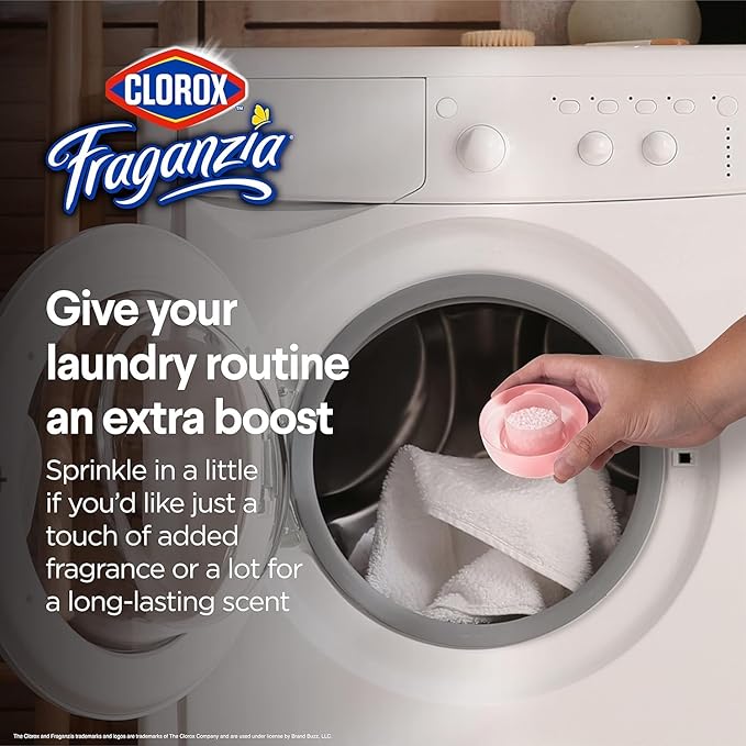 Clorox Fraganzia Laundry Scent Booster Crystals, In-Wash Fragrance Beads for Fresh-Smelling Clothes & Linens, Safe for All Fabrics & Colors, Easy-Pour Bottle, Rose Scent, 70 Oz - 6 Pack