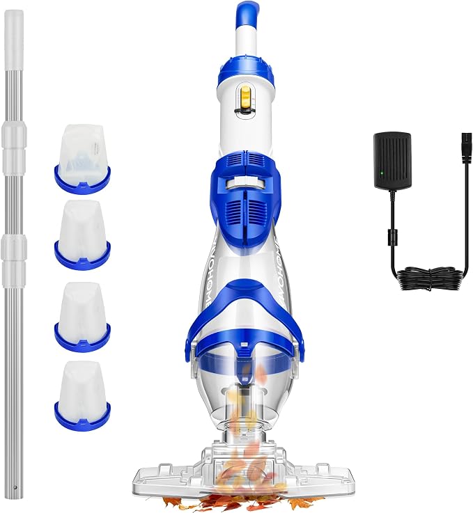 VIVOHOME 19.5GPM Handheld Pool Vacuum 75min Runtime 2.6L Filter | Powerful 40W Motor Suction Cordless Cleaner, Adjustable 8.2FT Pole for Above Ground & In-Ground Pools