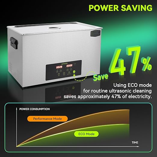 Commercial Ultrasonic Cleaner, ECO Mode, Heating, Degas Mode, ECO Energy-Saving Ultrasonic Cleaning Machine Excellent for Labs,Carburetor,Jewelry,Dentures,Automotive & Industrial Parts. (30L)