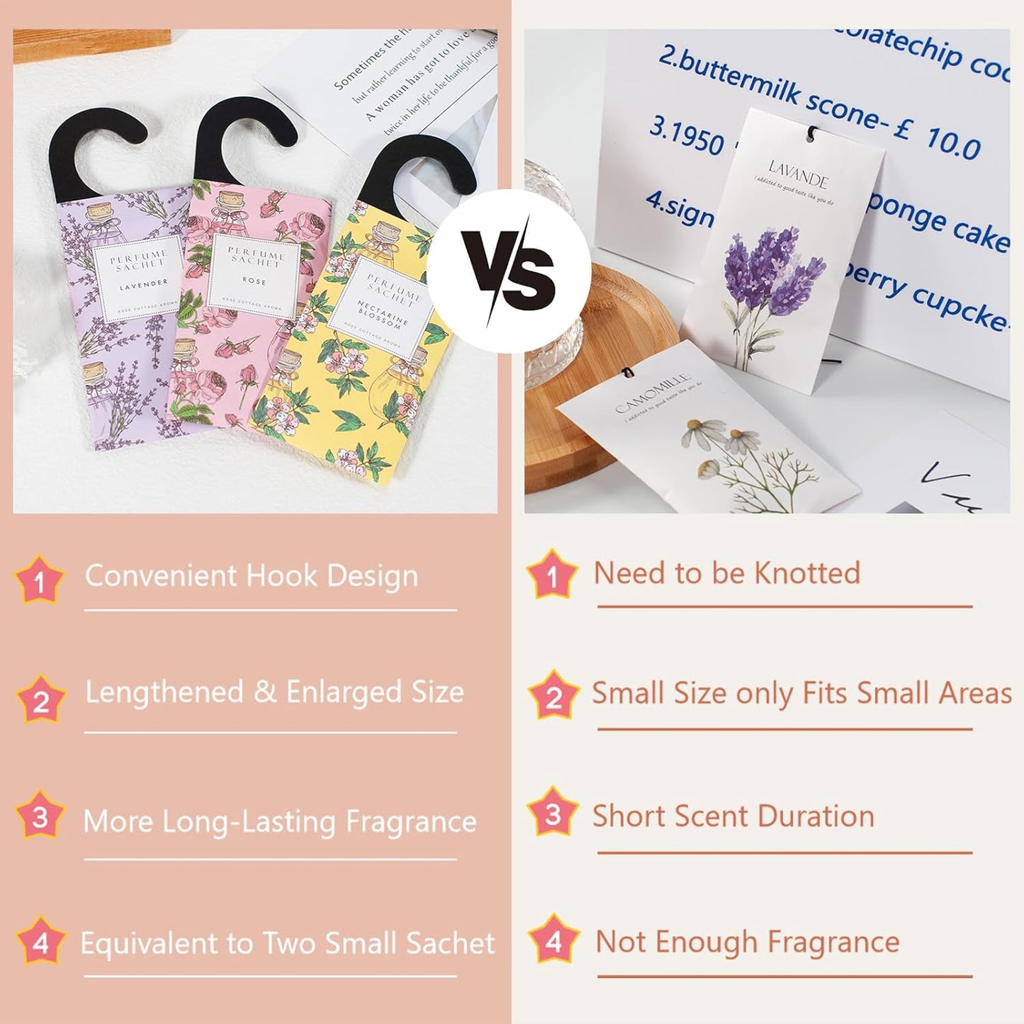 ROSE COTTAGE Large 12 Packs Apricot Blossom Hanging Closet Air Freshener Scented Sachets Long Lasting Smell Goods