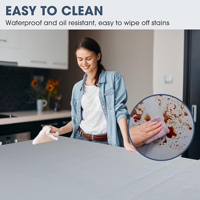 Drawer and Shelf Liner, Non-Slip Kitchen Cabinet Liners Non-Adhesive Thick Strong Grip Waterproof Washable Mats Protect Dresser Shelves Cupboard Bathroom Cabinets, Pure Gray, 18 in X 30 FT