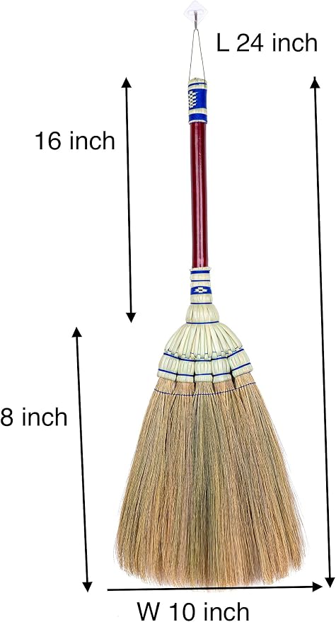Natural Grass Broom 24" Vintage Retro Made in Thailand, Handmade Broom, Housewarming Gift, Witch Broom, Thai Broom, Bamboo Stick Handle, Kong Grass Broom, Durable Broom for Indoor & Outdoor