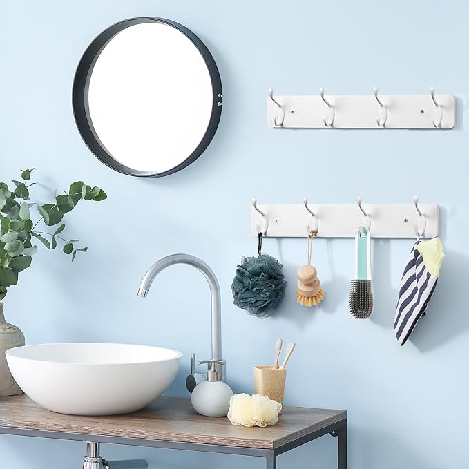 OUTNILI Broom Holder and Coat Rack Wall Mount Bundle