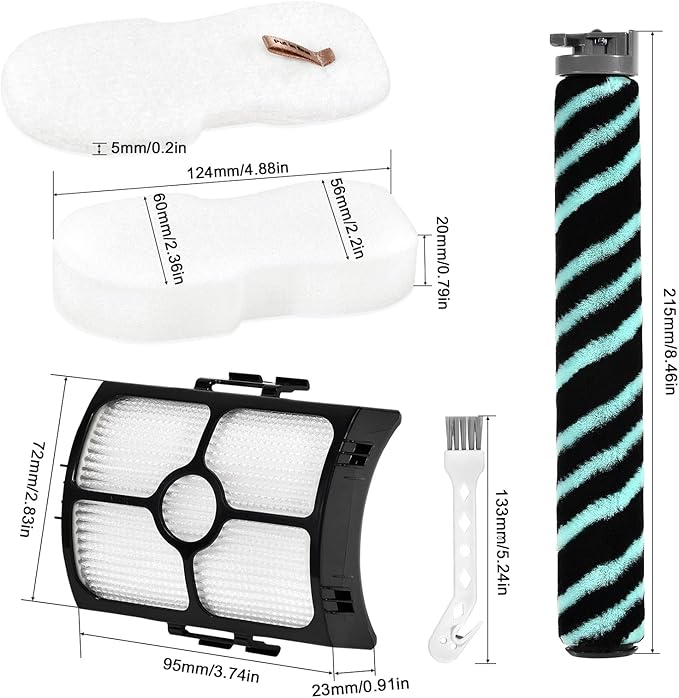 HZ4002 Replacement Parts Accessories Kit Compatible with Shark HZ4000 HZ4002 Corded Stick Vacuum Cleaner, 1 Roller Brush, 2 HEPA Filters, 4 Foam & Felt Filters, 1 Cleaning Brush