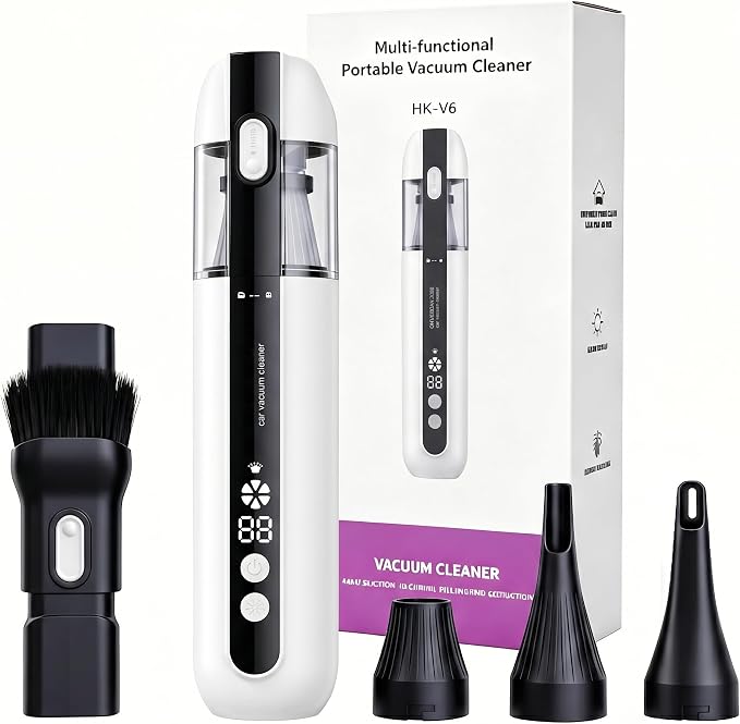Handheld Car Vacuum Cleaner 15000Pa Cordless Mini Vacuum 3-in-1 Dust Buster with Blower & Inflator, 40000RPM Brushless Motor, LED Display, USB Rechargeable for Pet Hair, Home, Office