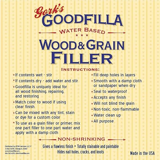 Water-Based Wood & Grain Filler (Trowel Ready) - Ebony - 1 Quart By Goodfilla | Replace Every Filler & Putty | Repairs, Finishes & Patches | Paintable, Stainable, Sandable & Quick Drying