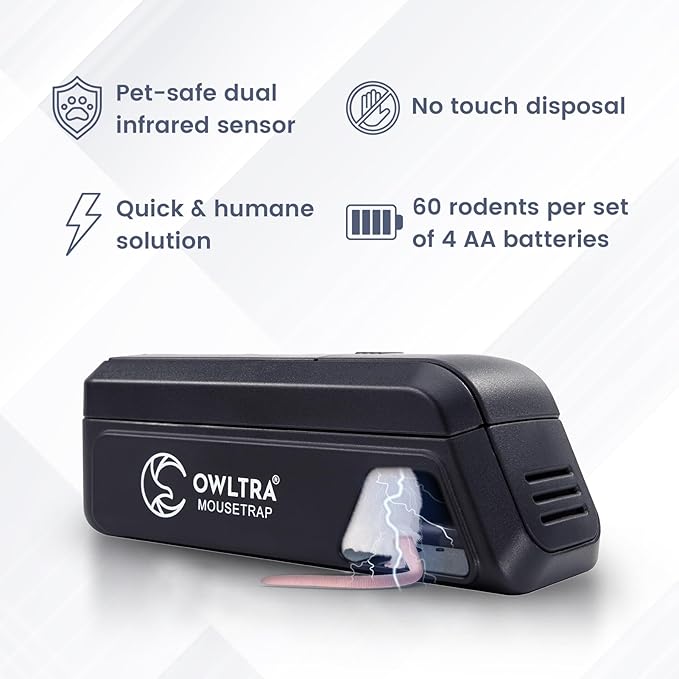 OWLTRA Electric Mouse Trap & Tunnel Snap Trap, Instant Kill Rodent Zapper & Non-Toxic Humane Mouse Trap