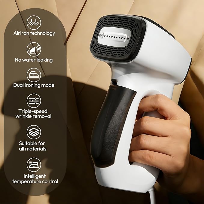 3500Pa Vacuum Steamer for Clothes - 2 in 1 Portable Suction Handheld Vacuum Iron, 30s Rapid Preheating, Auto-off, Light Steamer for Travel/Home, Fathers Day Dad Gifts