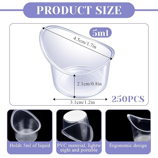 250 Pcs Eye Wash Cup 5ml Disposable Eyewash Cups Plastic Portable Measuring Cup Eye Bath Eye Flush Cleaning Cups Eye Cups for Eye Wash