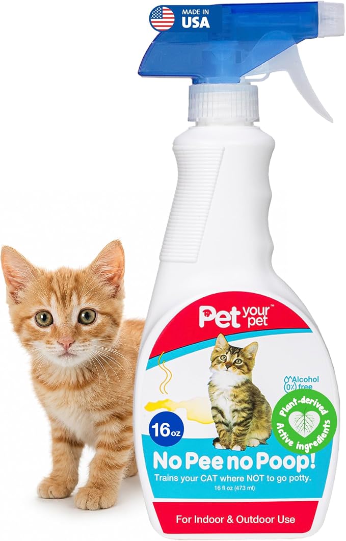 Cat Potty Training Spray No Pee No Poop, 16 Fl Oz, Non Toxic Spray for Cats Only, Natural Pee Deterrent, Stops Urine Marking and Pooping, Indoor Outdoor Keep Off