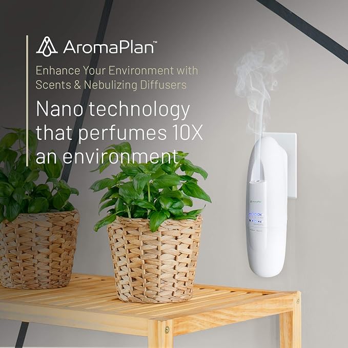 AromaPlan Authentic Plug in Waterless Diffuser (2 Pack)- Fragrance Diffuser, Waterless Diffusers for Essential Oils, Wall Diffusers Plug in-Up to 500 Sq. FT Coverage - Nanotechnology Plug in (White)