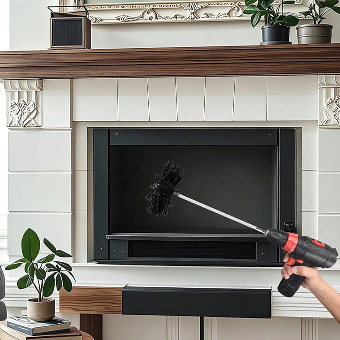 MAGICLULU Chimney Cleaning Brush Kit with 23 Flexible Rods and 2 Brush Heads Multipurpose Dryer Vent and Fireplace Duct Cleaner Hexagonal Adapter Included 6X6X2.16 Inch Compact Set