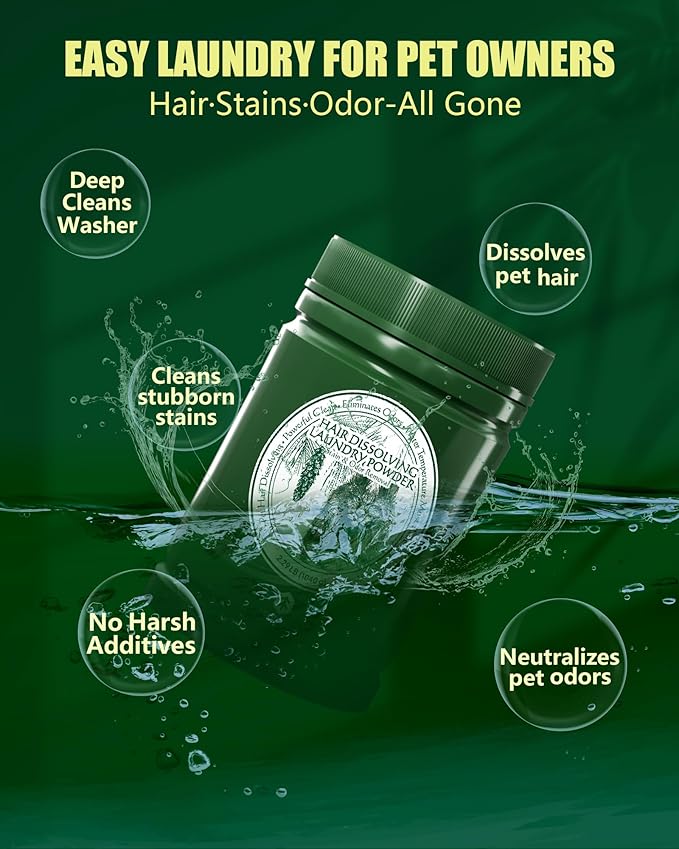 Seedshub Pet Hair Remover for Laundry, Upgraded Higher Hair Dissolution, Detergent + Stain Remover, Removes Dog & Cat Hair, Odor & Residue, 6-Month Supply, HE/Top/Front-Load Compatible, Septic Safe