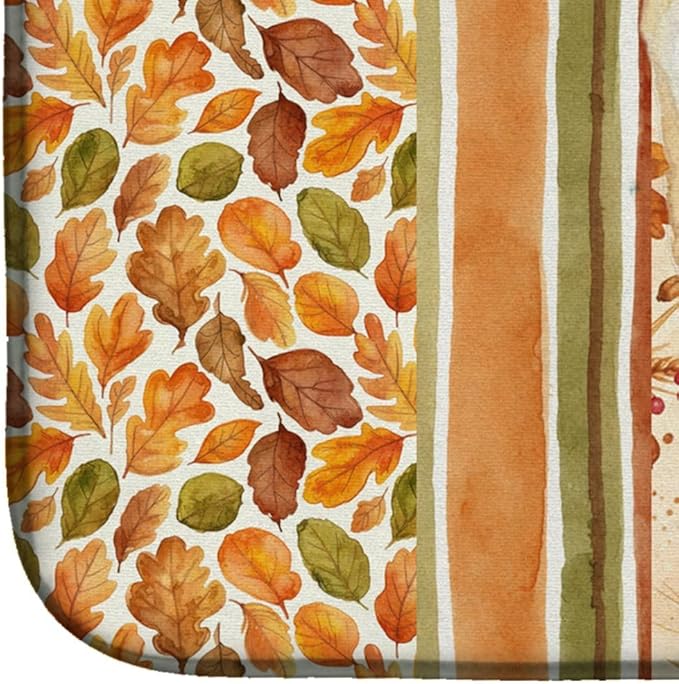 Caroline's Treasures Cream Shiba Inu Heirloom Fall Dish Drying Mat Absorbent Dish Drying Mat Pad for Kitchen Counter Dish Drainer Mat for Countertop, 14 x 21", Multicolor