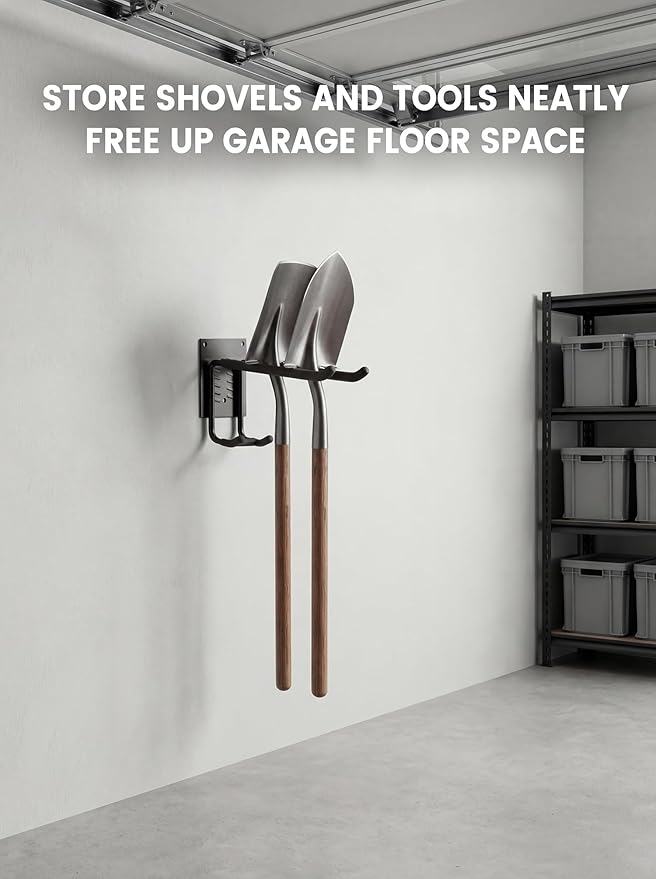 Delobon Garage Hooks 4pack Garage Organization [Steel Multi-Purpose Wall Storage Hooks] for Garden Tool Organizer Heavy Duty Hooks Ladder Power Tools Shovel Rake Broom