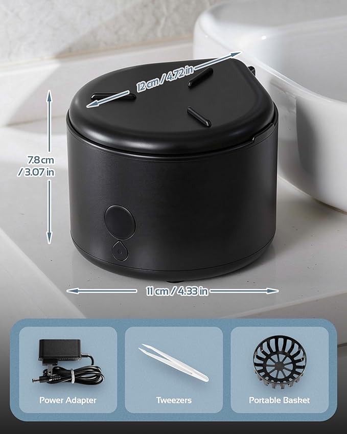 45khz Ultrasonic Retainer Cleaner Machine, Dental Cleaning Pod with 4 Modes & Digital Timer, Mouthguard Cleaner for Dentures, Aligners, Mouth Guards, Night Guards, Jewelry