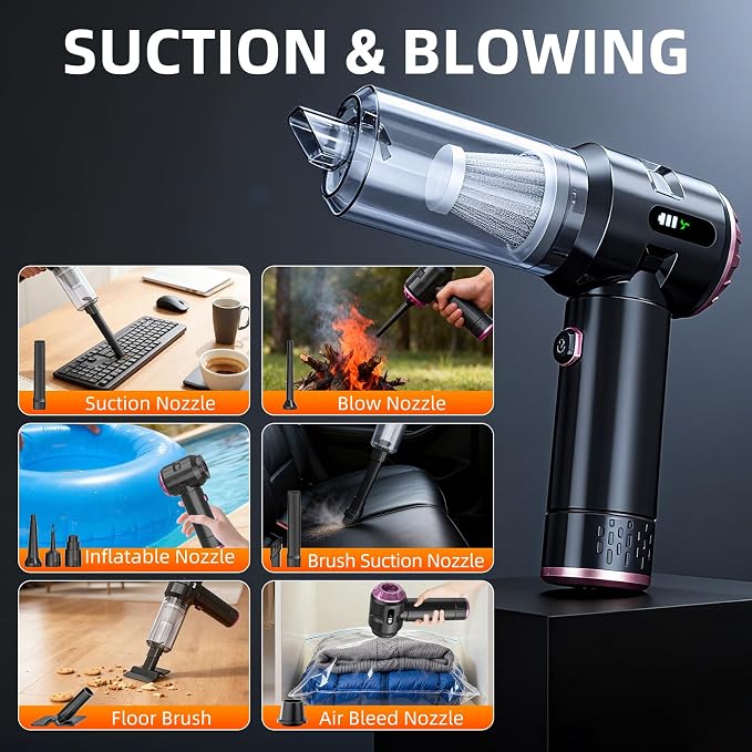 Handheld Vacuum Cleaner Cordless, 23000Pa Powerful Car Mini Vacuum Cleaner, Rechargeable Portable Lightweight dust Catcher for Home Car Carpet Stairs Pet Hair Deep Cleaning（Black-Purple）