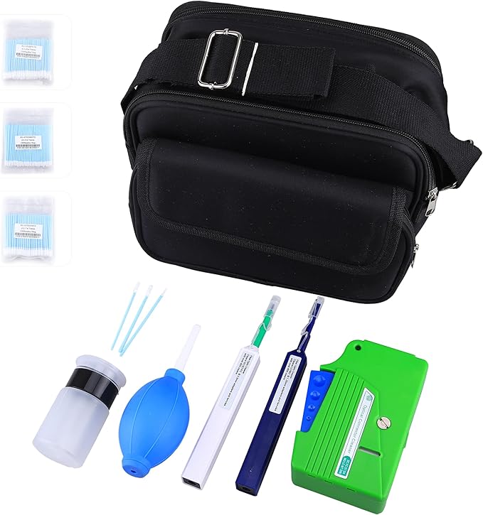 FTTH Fiber Optic Cleaning Kit with Fiber Cleaning Cassette for FC SC ST LC MU Connectors 1.25mm 2.5mm Fiber Cleaner Pen Cleaning Swabs Wipes Cleaner Tool