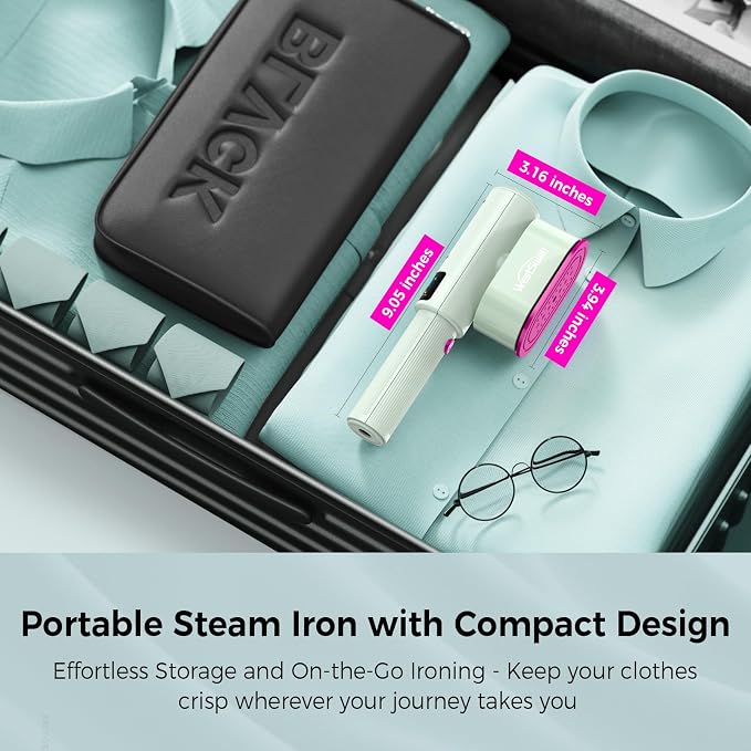 Travel Steamer For Clothes, Portable Garment Steamer with Rotatable Ironing Surface, 2 In 1 Iron ＆ Steam, Keep Your Clothes Wrinkle-free On The Go, Compact Clothes Steamer for Home and Travel