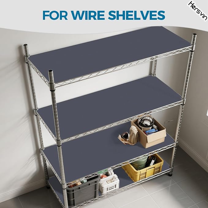 Hersvin Shelf Liners 24 in x 20 ft EVA Drawer Mats, Non-Adhesive Cupboard Pad, Kitchen Cabinet Lining Fridge Cushion (Gray Stripe, 61x610cm)