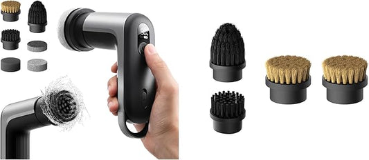 HOTO Grip™ Cordless Electric Spin Scrubber + 2 Pcs Replacement Sisal Brush Heads + 2 Pcs Replacement Brush Heads