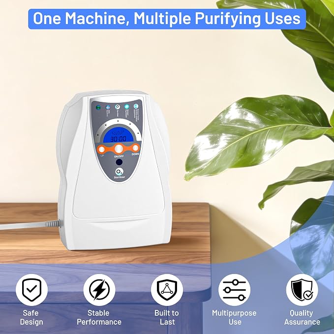 VTAR Ozone Machine, 500mg/h Multipurpose Ozone Machine Purify Air, Water, Fruits, Vegetables, Toothbrushes, Aquarium. Fruit Cleaner Device in Water- White