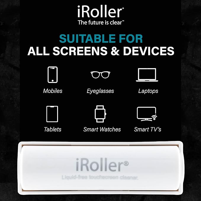Screen Cleaner by iRoller - Pack of 24 - No Need for Spray or Wipes, Liquid Free - Reusable & Washable -Portable iPad Screen Cleaner for Touchscreen- Ideal for Phone, iPhone, MacBook, Monitor - 3.5"