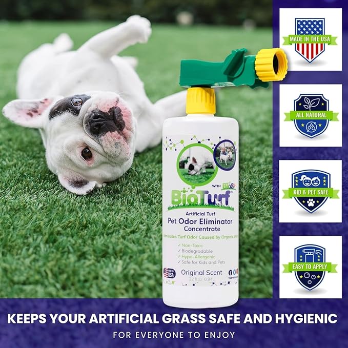 BioTurf BioS+ Artificial Turf Cleaner for Pet Urine Outdoor - Pet Odor Eliminator for Artificial Grass Dog Urine Cleaner - Organic, Non-Toxic - Safe for Use Around Kids, Pets, & Plants, 32oz