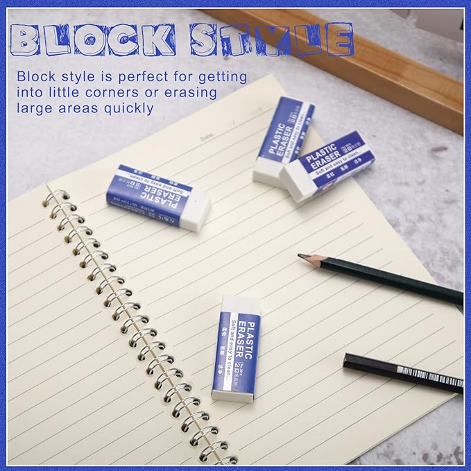 Yahenda 150 Pieces White Erasers Bulk Large Rubber Block Pencil Erasers for Drawing, Students, Teachers, Home, Office, Art Class, and More
