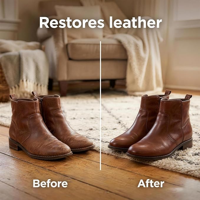 Leather Restoration Cream - Repairs Scratches, Scuffs, Fading & Worn Spots - with Shea Butter, Jojoba, Avocado & Beeswax - Fast-Drying, Non-Staining, No Sticky - Residue Care Kit (1pc)