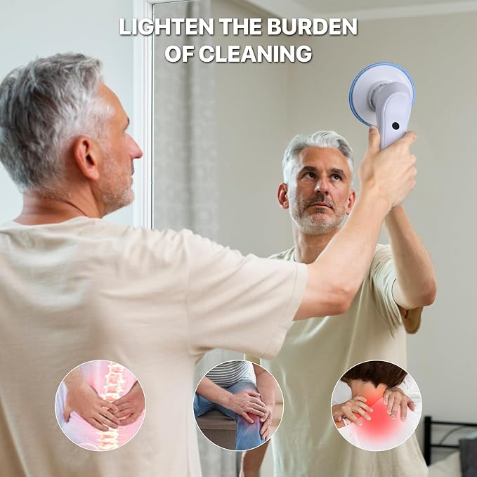 Electric Spin Scrubber Bathroom Cordless with 6 Replaceable Brush Heads