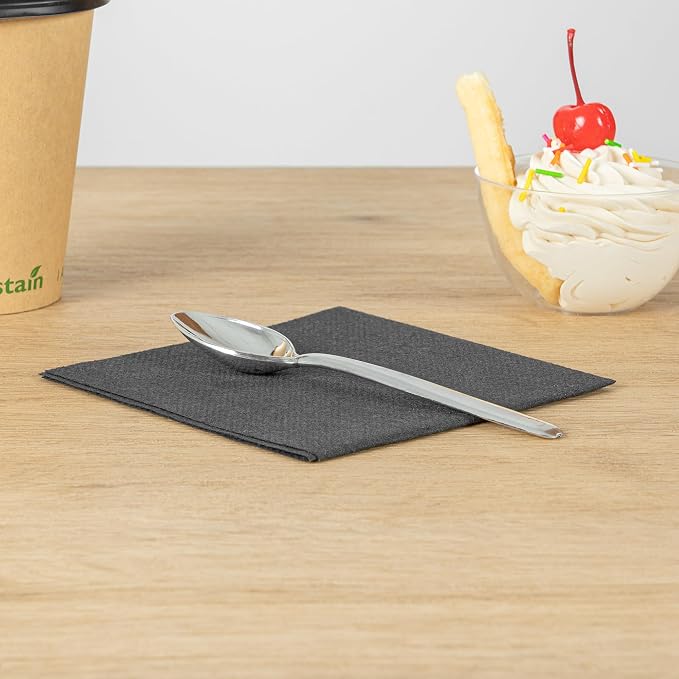 Restaurantware Moderna 5.5 Inch Disposable Spoons 250 Recyclable Small Dessert Spoons - Crack-Resistant For All Types Of Meals Silver Plastic Plastic Spoons