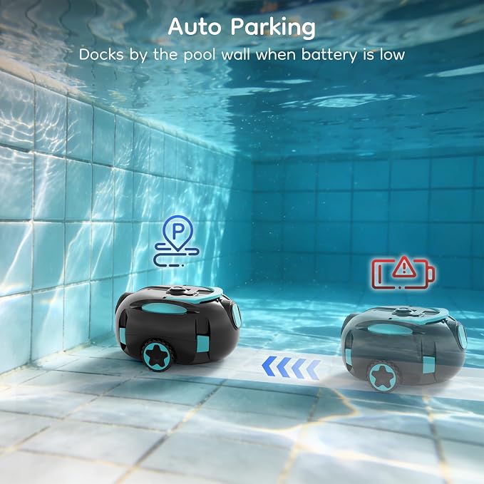 Inground Pool Vacuum Robot, Cordless Automatic Pool Cleaner Robot, Robotic Pool Cleaner for Under-Ground Pool with Self-Parking,120Mins Runtime