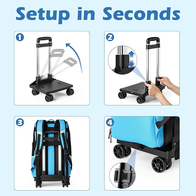 Rolling Cleaning Caddy Bag with Wheels, Large Cleaning Supplies Organizer Backpack with Detachable Trolley and Cleaning Apron for Housekeepers, Home, Hotel & Car Detailing