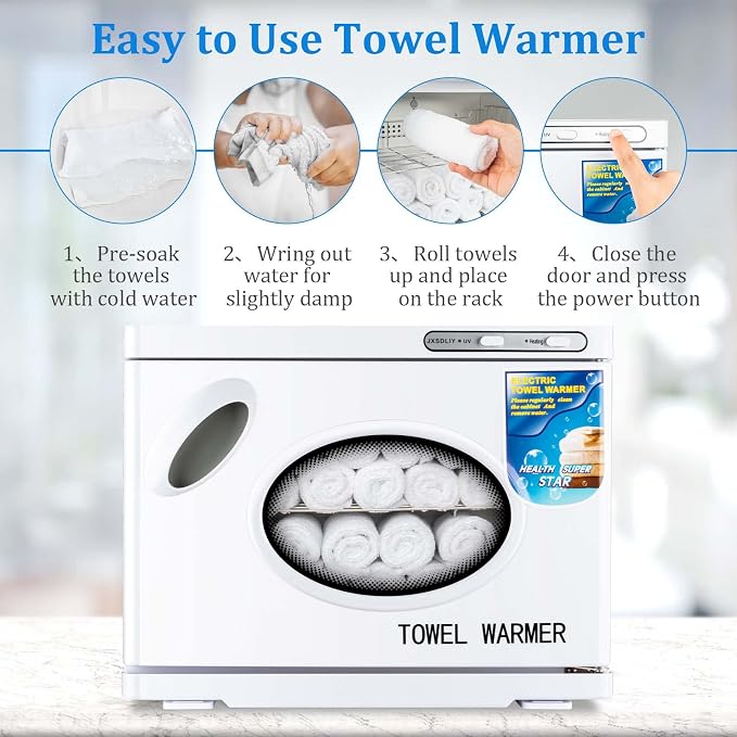 Hot Towel Cabinet 23L Large Capacity - JXSDLIY Professional Spa Hot Towel Warmers for Facials Towel Heater for Salon Beauty Hotel Bathroom Home Use Steam Towel Warmer with See-Through Window (white)