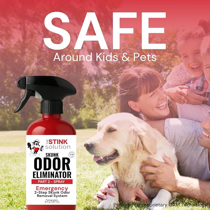 The Stink Solution Skunk Odor Eliminator for Dogs Natural Skunk Smell Remover, Pet Safe Skunk Odor Remover, Skunk Deodorizer & Skunk Neutralizer 16 oz Bath Booster Pomegranate (PART 1)