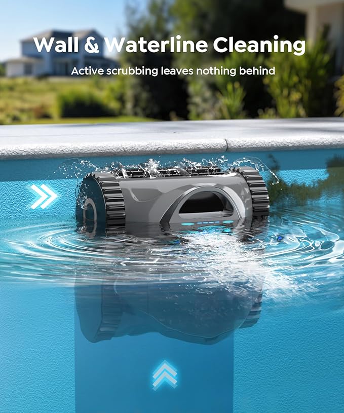 (2026 Upgrade) BRINBO C1 Robotic Pool Cleaner with 180 Mins, Pool Vacuum for Inground Ground Pools up to 1615 sq.ft, Smart Routing, Wall Climbing, Dual Filtration, with APP, Multi-Mode (Carbon Gray)