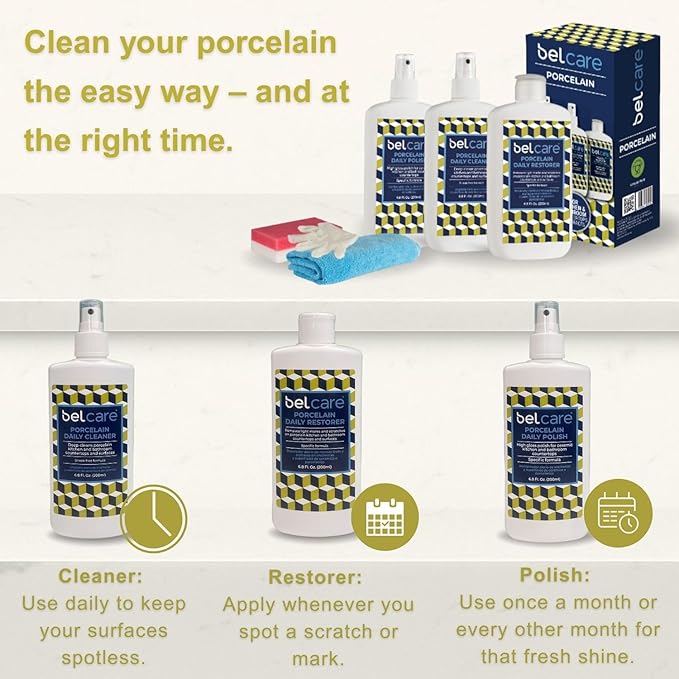 Porcelain Daily Restorer for Kitchen Countertops, Bathroom Vanities and Other Porcelain Surfaces