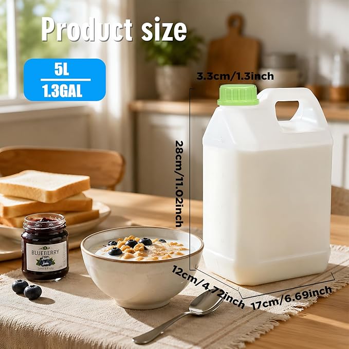 ASEVAT 2 Pack 4L Plastic Jugs with Pump and Measuring Cups, Heavy-Duty Liquid Storage Containers for Cleaning Solutions, Detergent, Home and Commercial Use