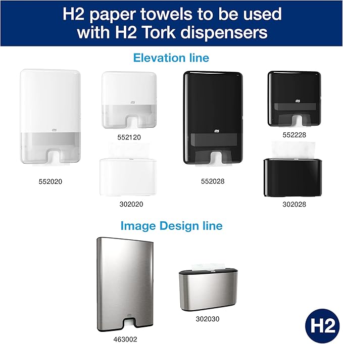 Tork Multifold Hand Towel, Natural White, H2, Universal, 3-Panel, Disposable, 100% Recycled Fibers, 1-Ply, 16 x 250 Sheets, 420483