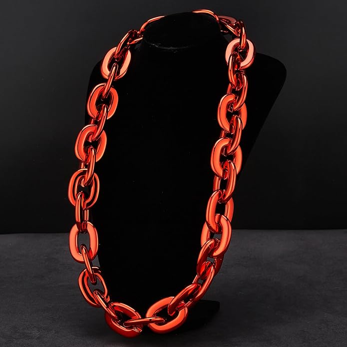 Passed colorfast test,Large Plastic Chain Necklace, 2 Pack / 4 Pack Optional,Hip-hop Rapper Big Chunky Fake Necklace , Super long Detachable, Non-fading Party Clothing Plastic Jewelry Necklace Decoration, Women and Men.