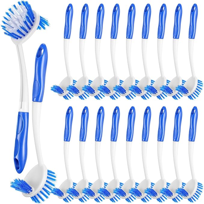 LemonRoad 20 Pcs Kitchen Scrub Brush Bulk with 2 Sided Stiff Bristles Dish Washing Scrubber Vegetable Brush Anti Slip Handle Washing Cleaning Dish Scrubber for Housekeeping Pots, Pans, Kitchen Sink
