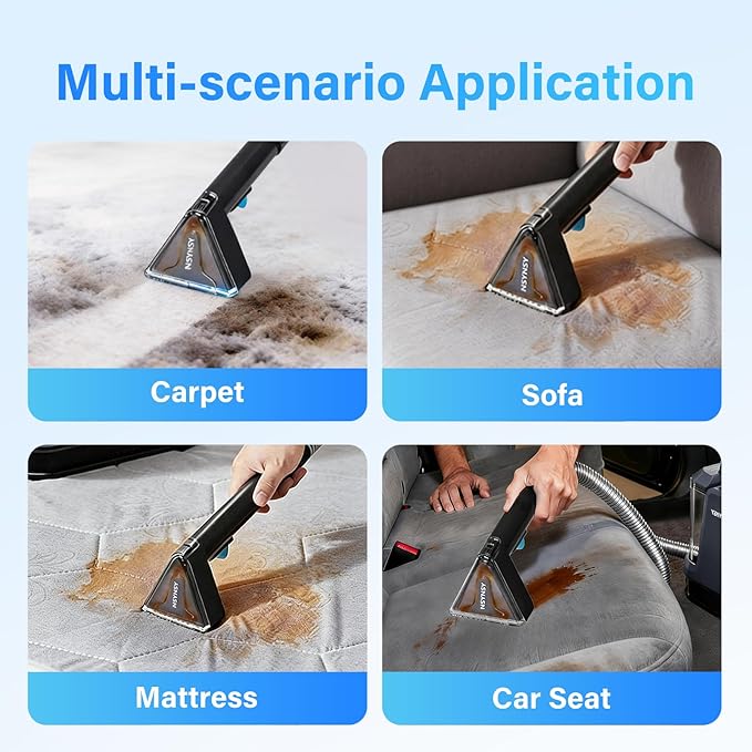 Upholstery Cleaner Machine & Carpet Cleaner | Portable Spot Cleaner with Strong Suction and Scrubbing Brush for Pet Stains, Spills on Couches, Rugs, Mattresses, Car Interiors