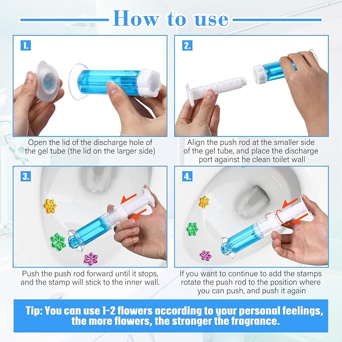 5 Pcs Flower Toilet Gels 70 Count 5 Kinds Stamp Bowl Gel Scent Toilet Stain Removal Cleaner Air Freshener Flower Stamps Pack for Bathtubs Bathroom (Classic Color)