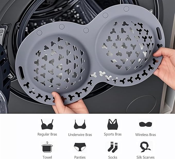 Silicone Bra Washing Bags for Laundry,Delicates Mesh Laundry Bags, Suitable for all Cup Sizes bra,Sports Bras, Swimsuits, Socks & Silk protector,Anti Deformation Lingerie Bag for Machine (grey)